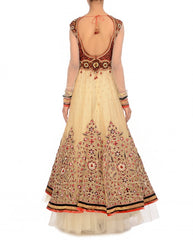 Ivory and orange bridal anarkali