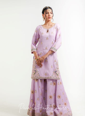 Lavender and Purple Color Sharara Set Daneen