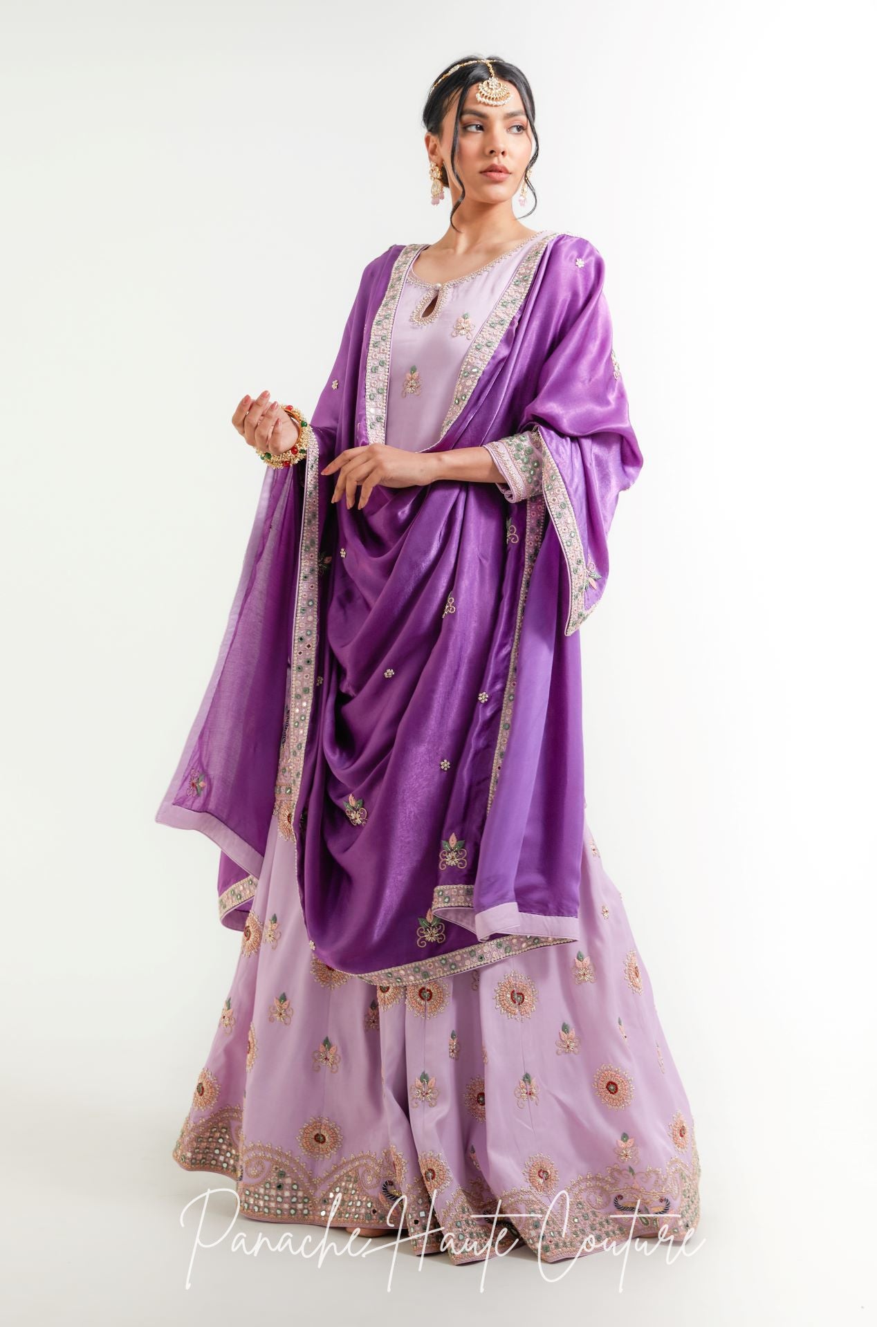 Lavender and Purple Color Sharara Set Daneen