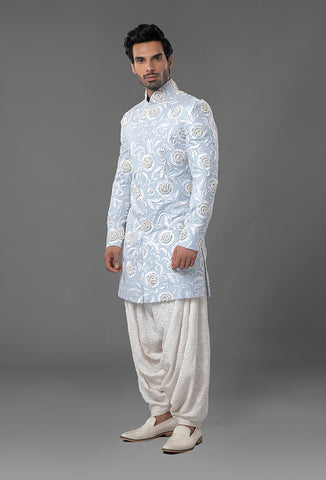Light Blue Embroidered Sherwani