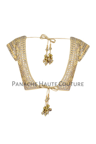 Light Golden Color Blouse with Gotta Patti Embroidery