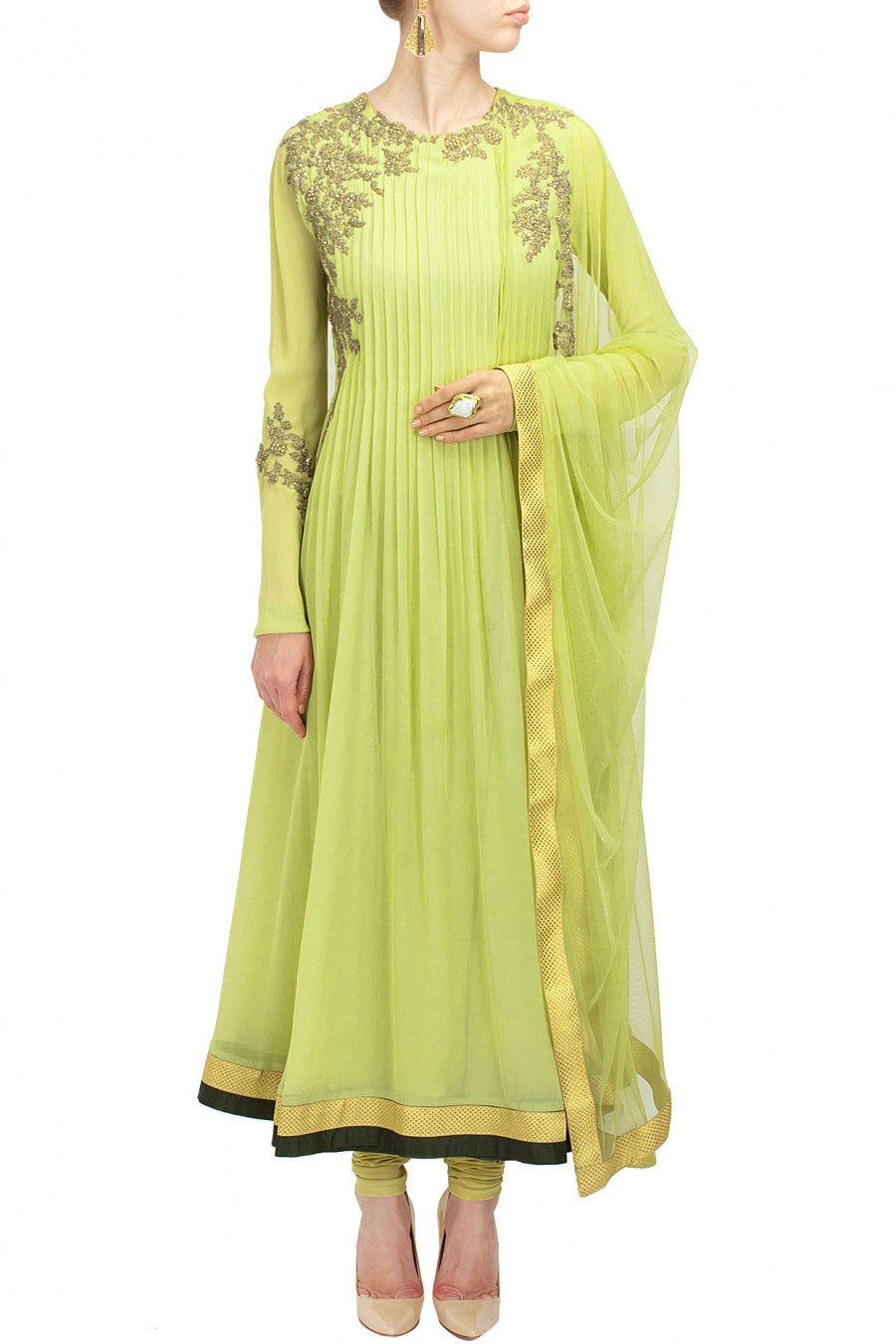Light green color anarkali suit