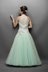 Aqua green Indo Western bridal gown