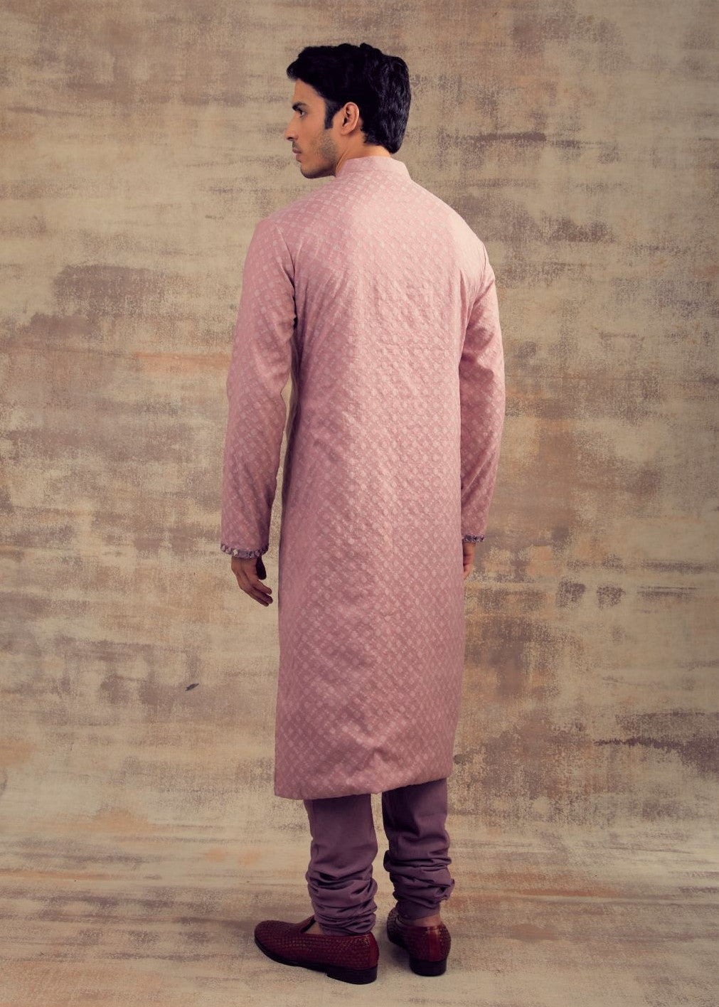 Lilac Color Mirror Embroidery Kurta Set