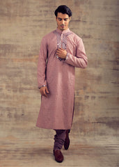 Lilac Color Mirror Embroidery Kurta Set