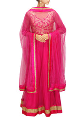 Pink colour floor length anarkali gown