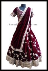 Maroon Burgundy Small Paisley Bridal Lehenga