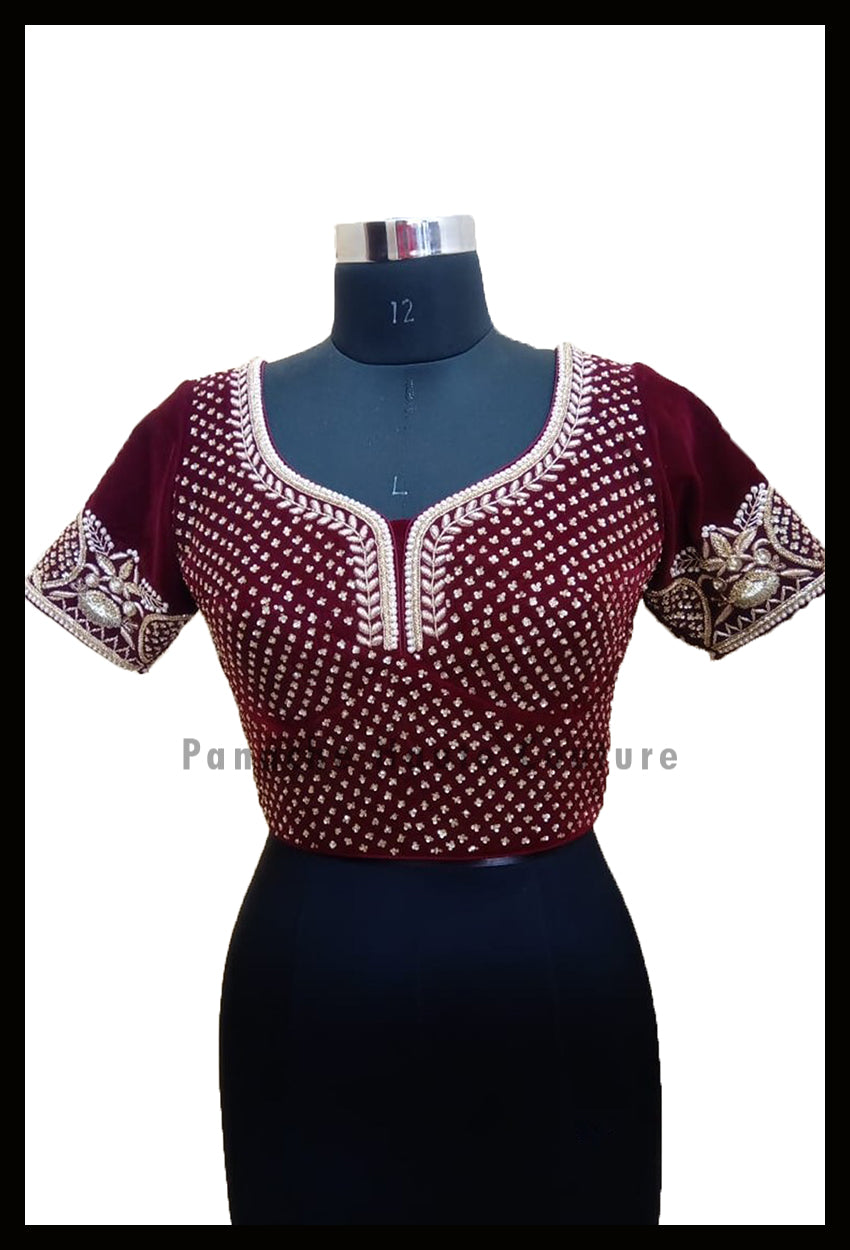 Maroon Burgundy Small Paisley Bridal Lehenga