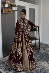 Maroon Color Jacket Lehenga Set from Panache Haute Couture