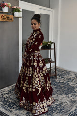 Maroon Color Jacket Lehenga Set from Panache Haute Couture
