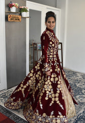 Maroon Color Jacket Lehenga Set from Panache Haute Couture