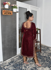 Maroon Color Velvet Salwar Kameez