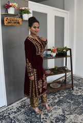 Maroon Color Velvet Salwar Kameez