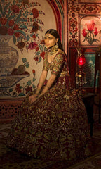 Deep Maroon Color Wedding lehenga