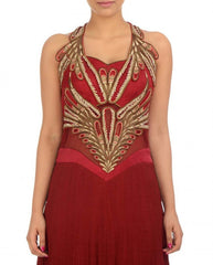 Shaded maroon color frock suit