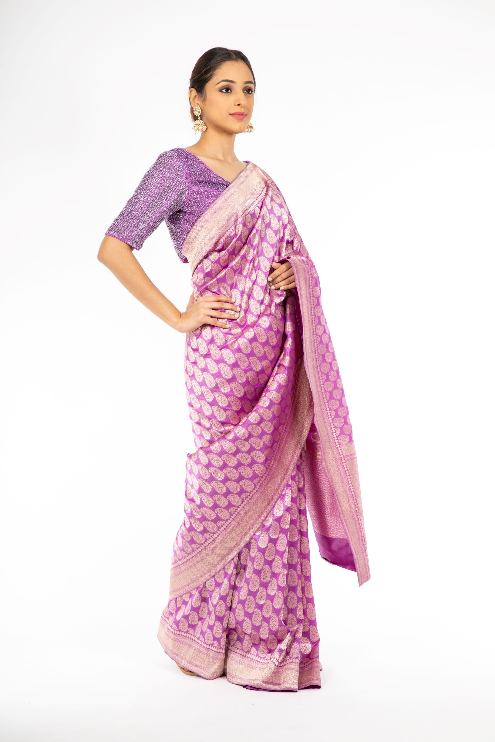 Marvelous Lavender Color Handloom Saree