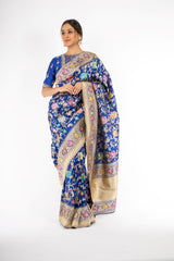 Marvelous Royal Blue Handloom Saree with Minakari Butta Kadwa Weaving