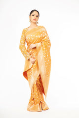 Mesmerizing Mustard Yellow Handloom Pure Silk Saree