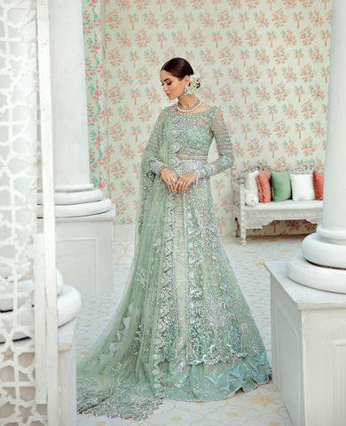 Mint Green Wedding Jacket Lehenga Set