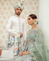 Mint Green Wedding Jacket Lehenga Set