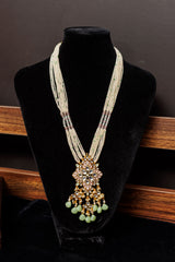 Mint Green and Pastel Pink  Ahmedabadi Paachi Kundan Long Necklace JIYA