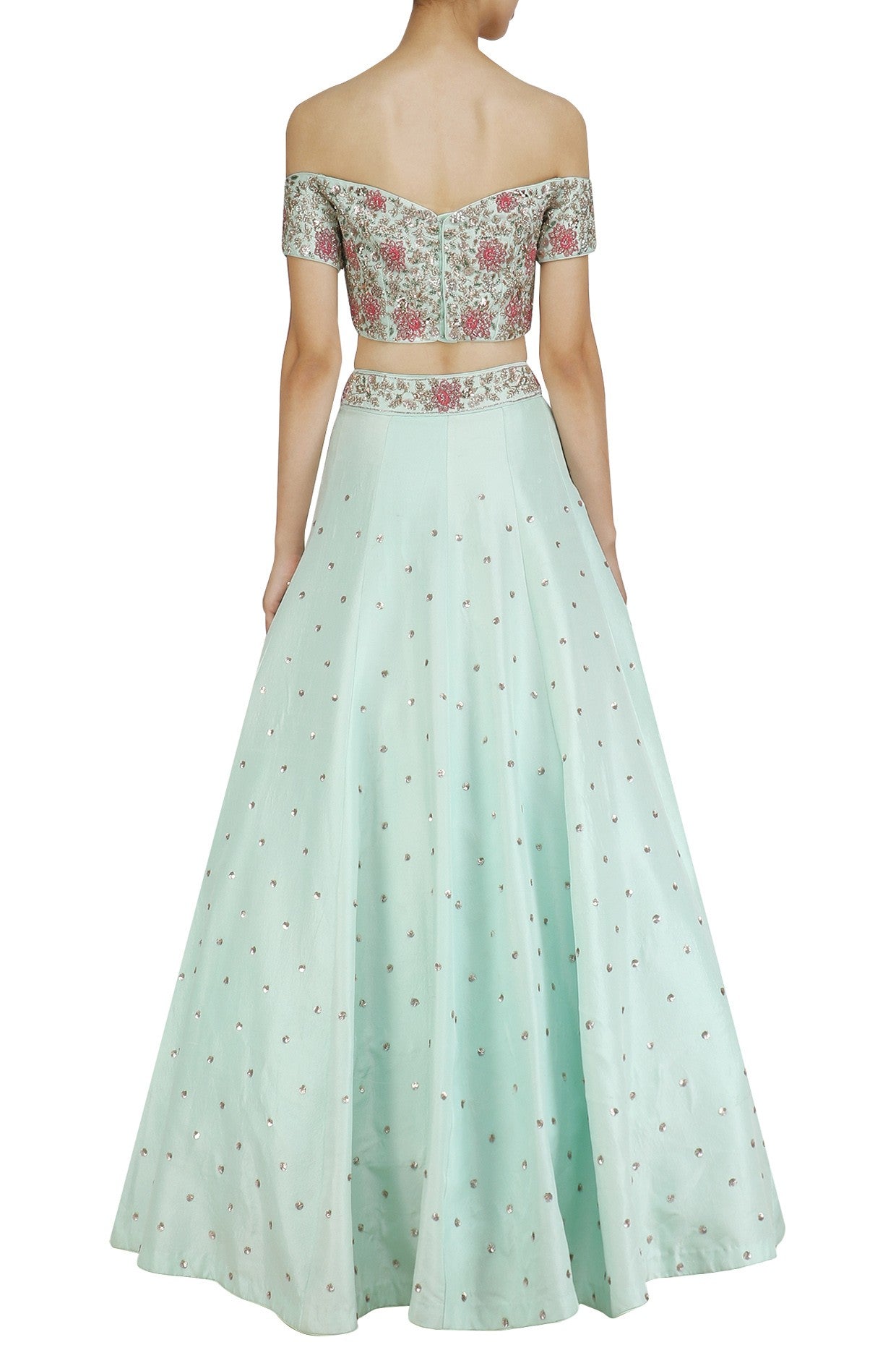 Mint Color Party Lehenga Choli at Panache Haute Couture