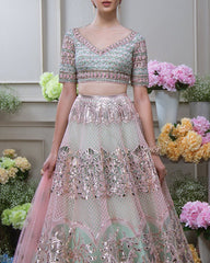 Mint Green Gotta Patti Applique Lehenga