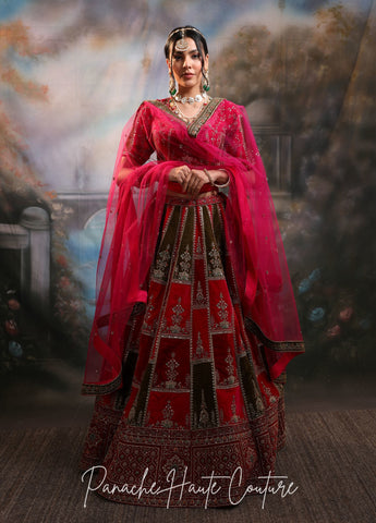 Multicolor Velvet Lehenga for Sangeet NIHAL