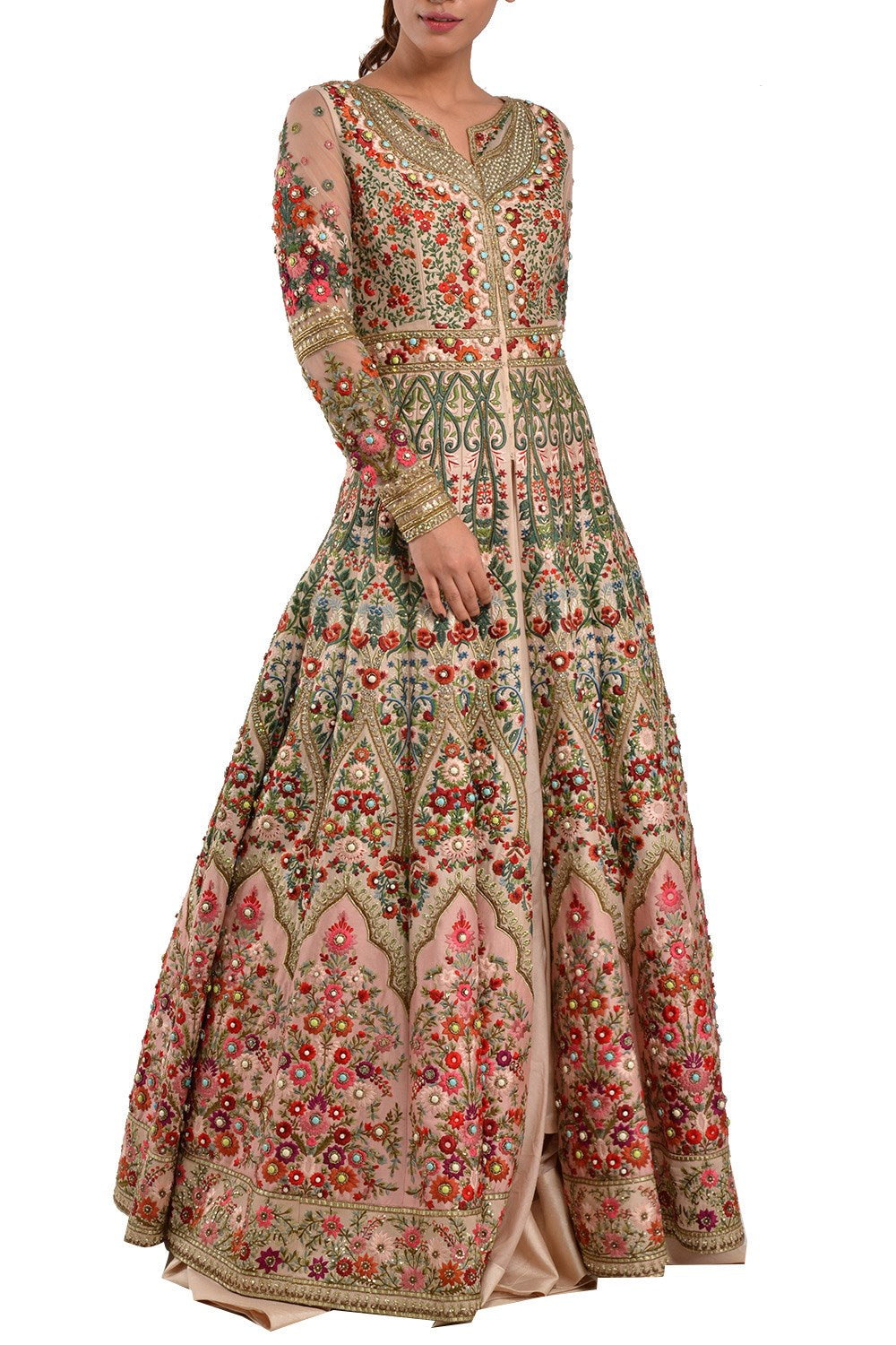 Multicolour Wedding Jacket Lehenga