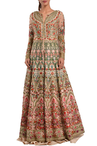 Multicolour Wedding Jacket Lehenga