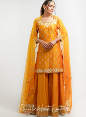 Mustard Yellow Color Wedding Sharara Set KAINAAT