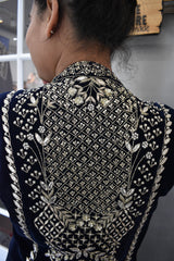 Navy Blue Velvet Salwar Kameez by Panache Haute Couture