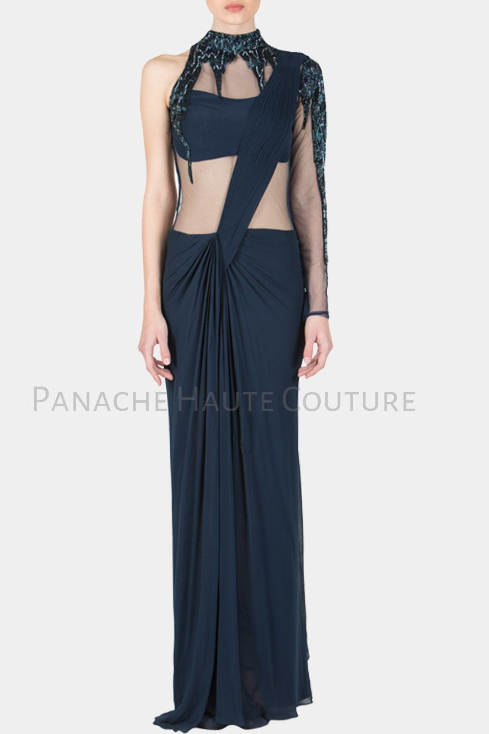 Navy Blue Color Designer Saree Gown