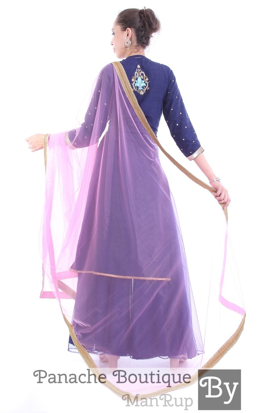 Navy Blue Hand Embroidered Plazzo Set