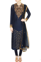 Navy Blue Churidaar by JJ Valaya