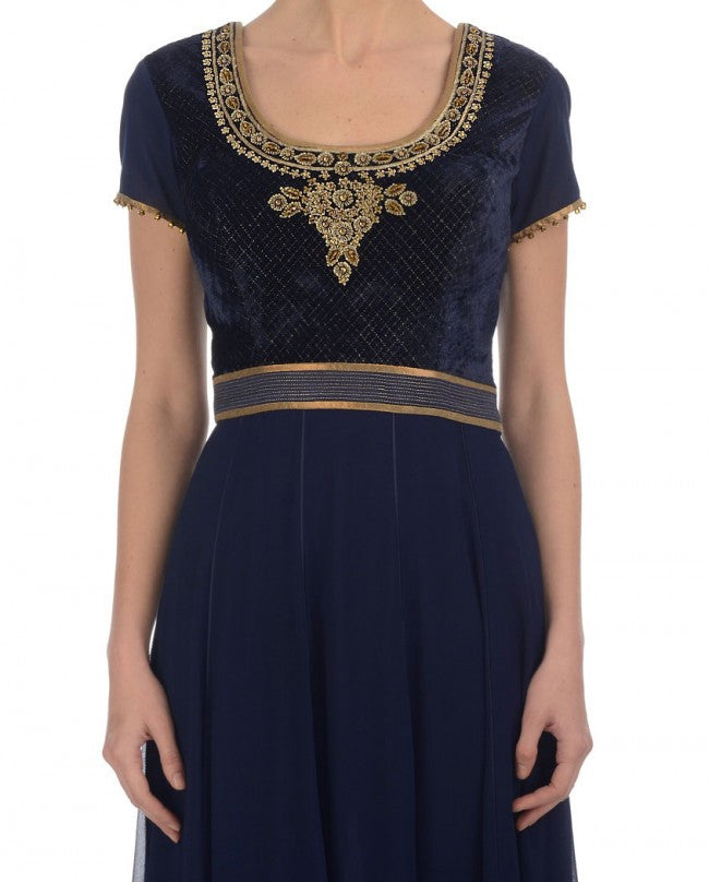 Navy blue anarkali suit