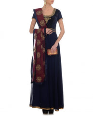 Navy blue anarkali suit