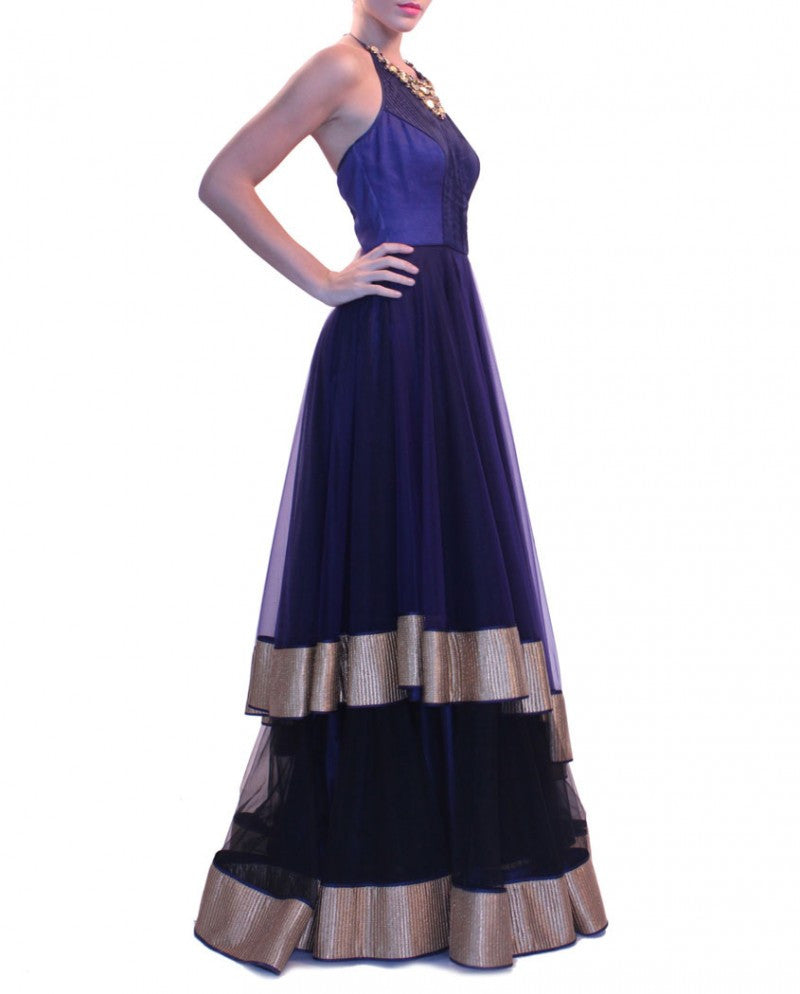 Navy blue party wear lehenga