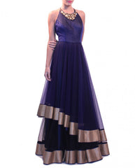 Navy blue party wear lehenga