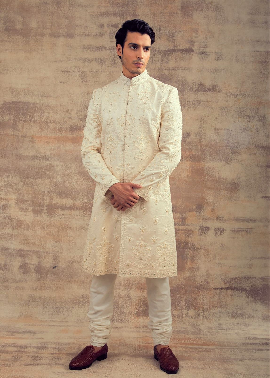 Offwhite Color Wedding Sherwani