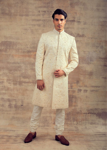 Offwhite Color Wedding Sherwani