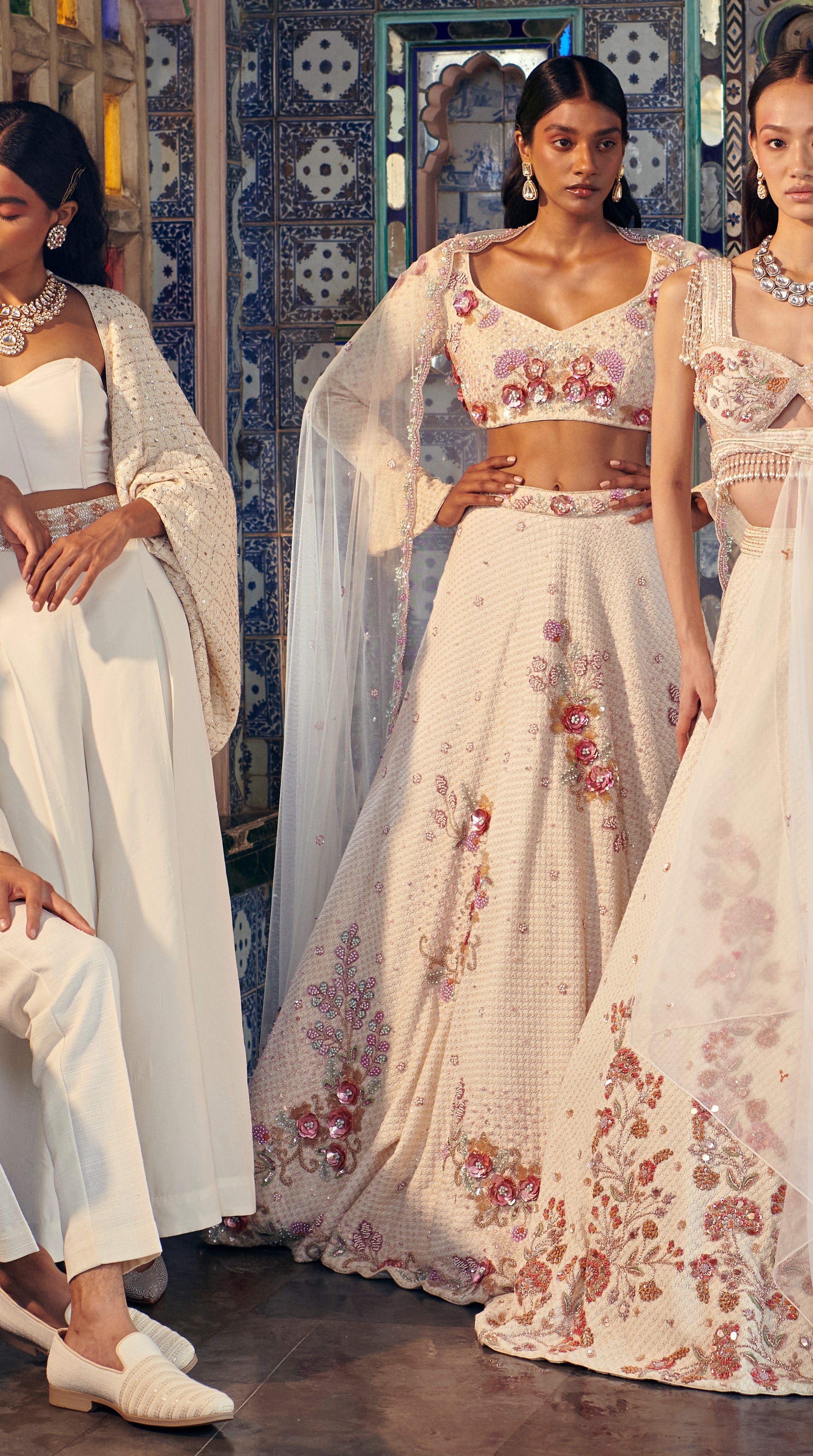 Offwhite Colour Wedding Lehenga with Full Sleeve Blouse