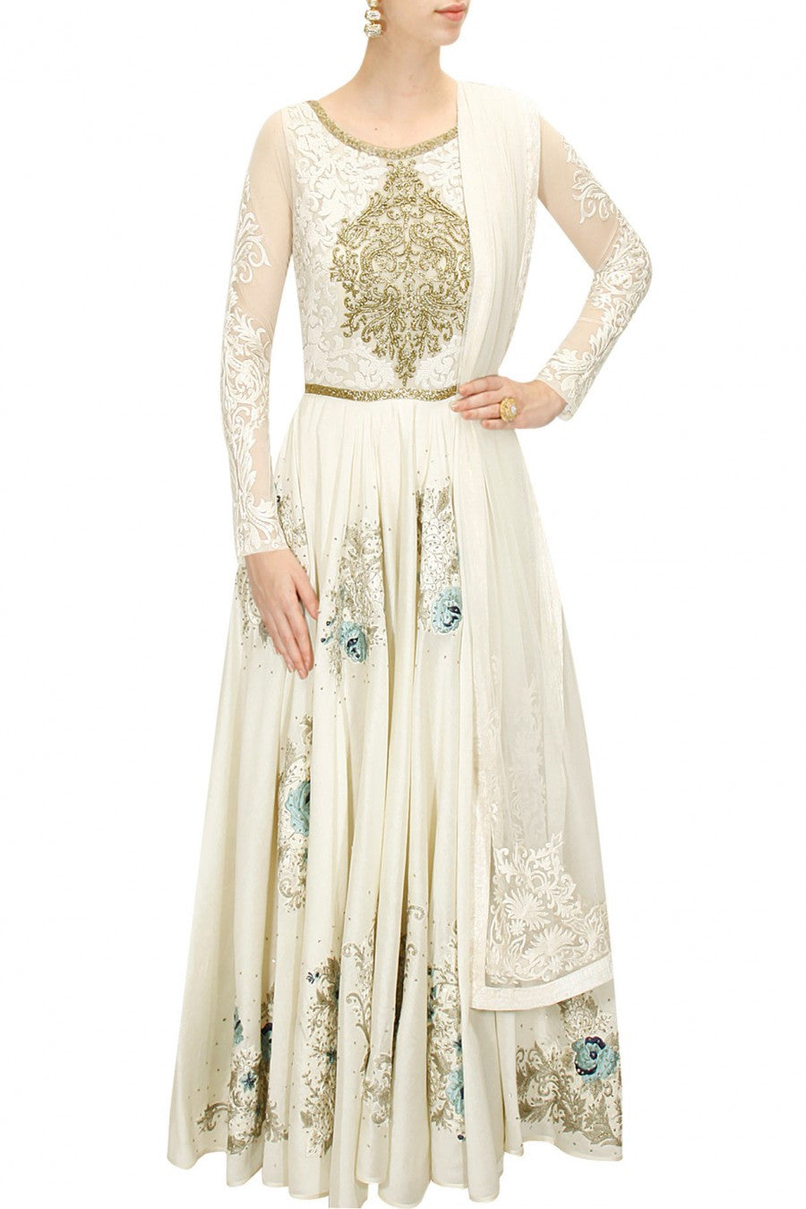Ivory floor length anarkali