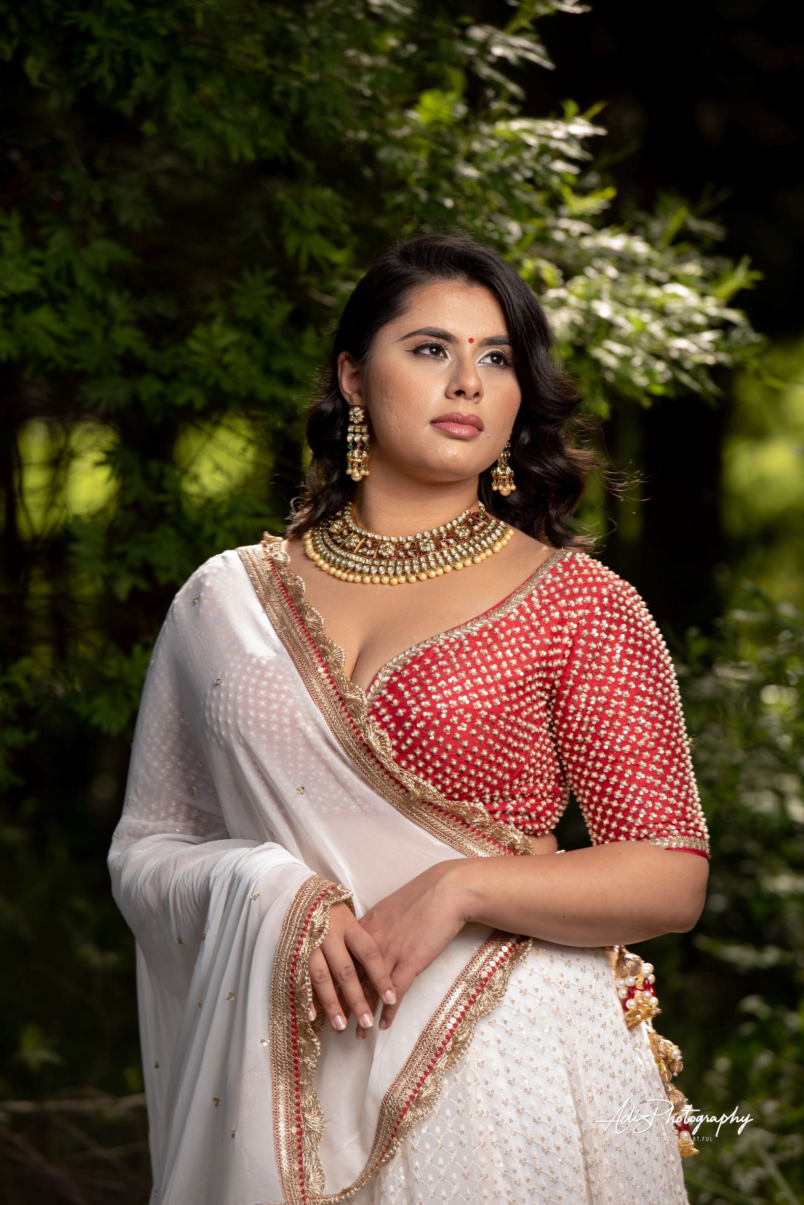 Offwhite and Red Lehenga Set from Gamila Collection