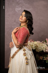 Offwhite and Red Lehenga Set from Gamila Collection