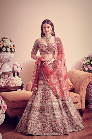 Olive Green Bridal Lehenga