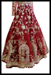 Opulent Deep red Colored Designer Anarkali Lehenga
