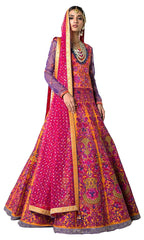 Orange Color Wedding Lehenga with Pink Colour Thread Embroidery