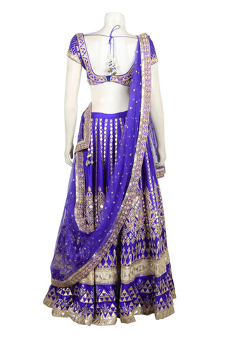 blue color bridal lehenga choli