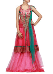 Pink color party wear lehenga